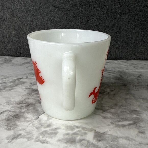 Pyrex Circus Glass Mug White Red 10oz Clown Vintage - Picture 4 of 7